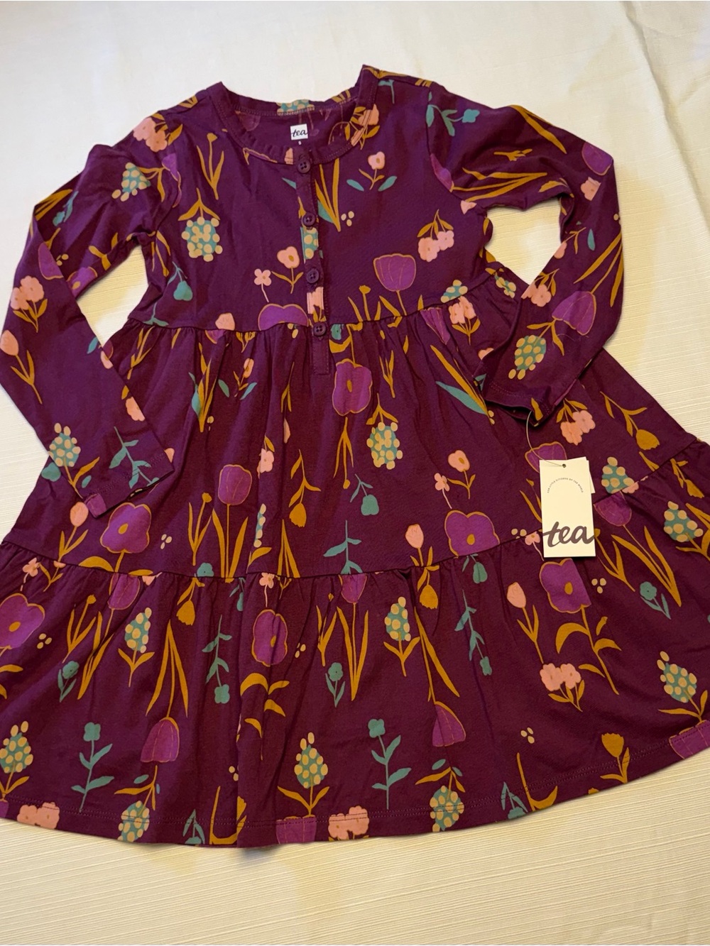 Tea Collection Purple Floral Dress NWT Girls Size 5